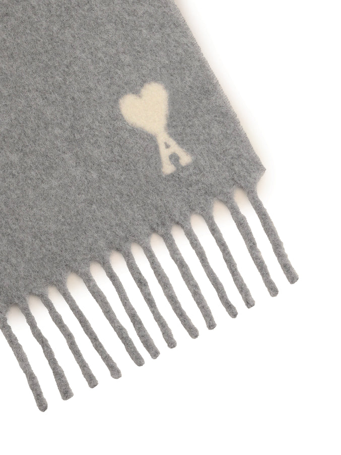 Ami Paris Grey Alpaca Ami De Coeur Scarf