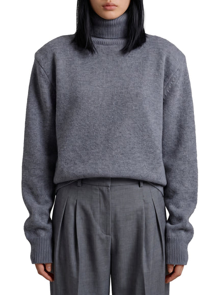 The Frankie Shop Dark Grey Gala Padded Knit Turtleneck Grey
