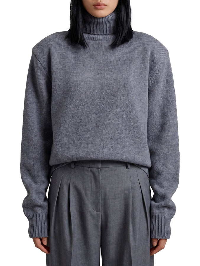 The Frankie Shop Dark Grey Gala Padded Knit Turtleneck Grey