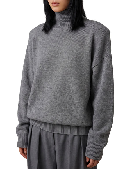 The Frankie Shop Dark Grey Gala Padded Knit Turtleneck