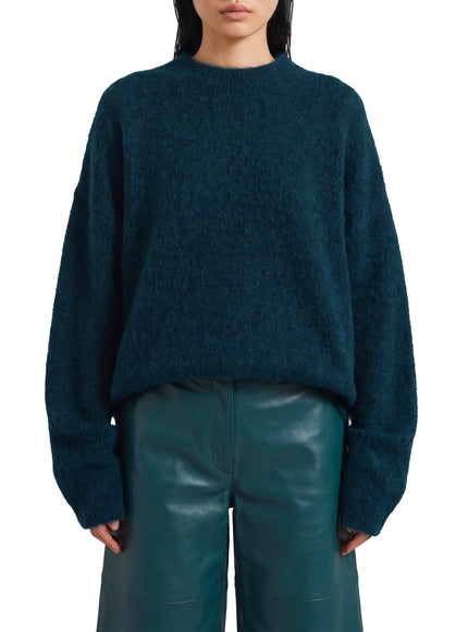 The Frankie Shop Bottle Green Timea Mohair Fuzzy Sweater Green