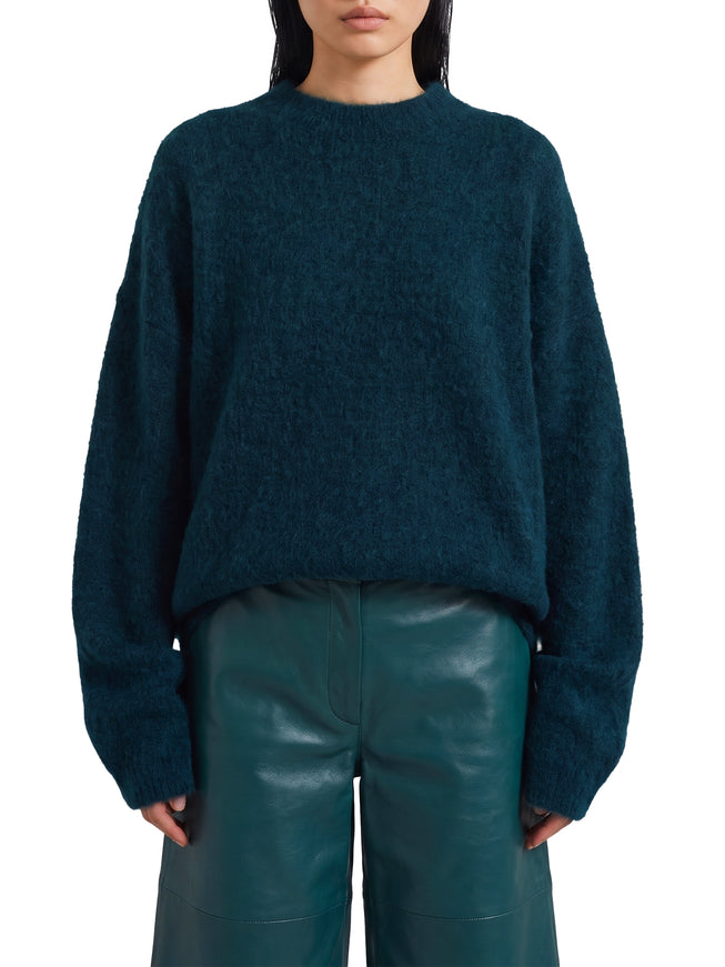 The Frankie Shop Bottle Green Timea Mohair Fuzzy Sweater Green