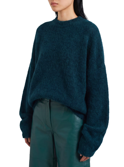 The Frankie Shop Bottle Green Timea Mohair Fuzzy Sweater