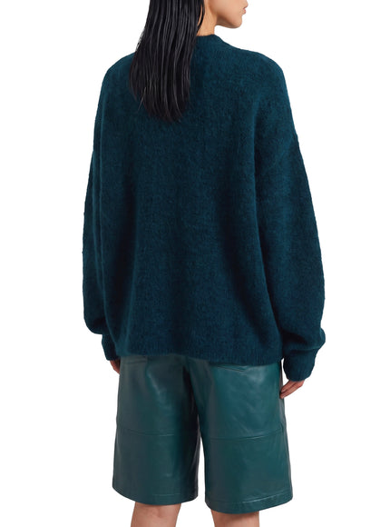 The Frankie Shop Bottle Green Timea Mohair Fuzzy Sweater