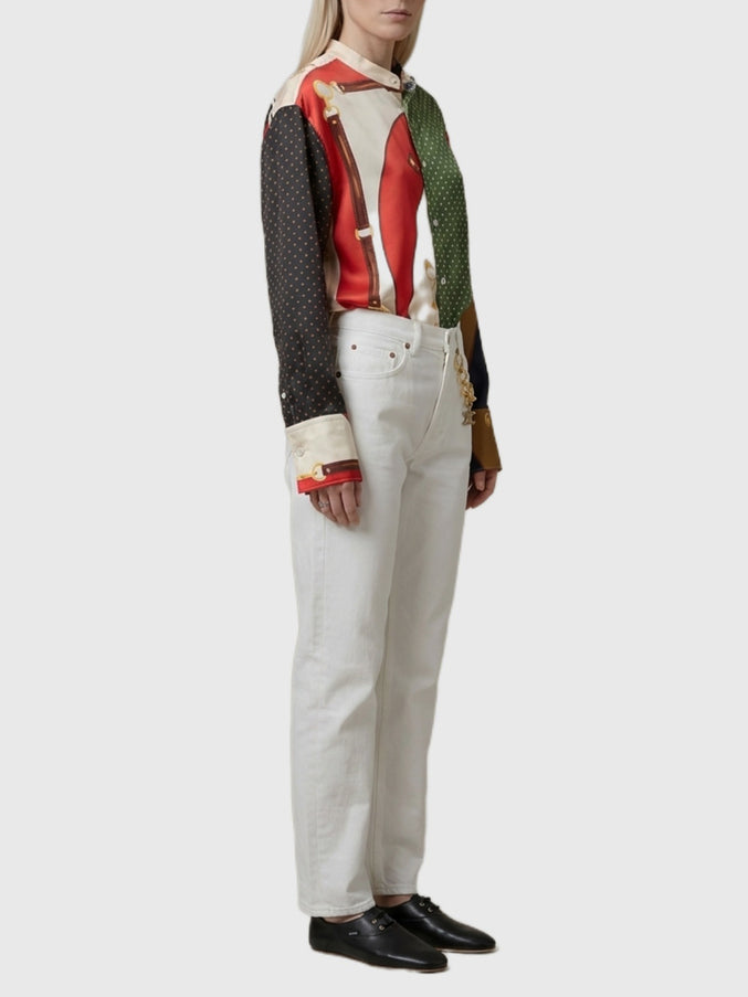 Celine Oversized Shirt In Printed Silk Twill