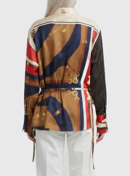 Celine Oversized Shirt In Printed Silk Twill