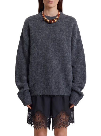 The Frankie Shop Dark Grey Timea Mohair Fuzzy Sweater Grey
