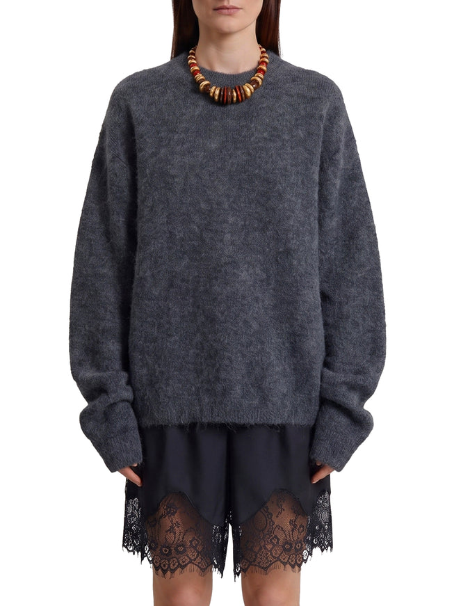 The Frankie Shop Dark Grey Timea Mohair Fuzzy Sweater Grey