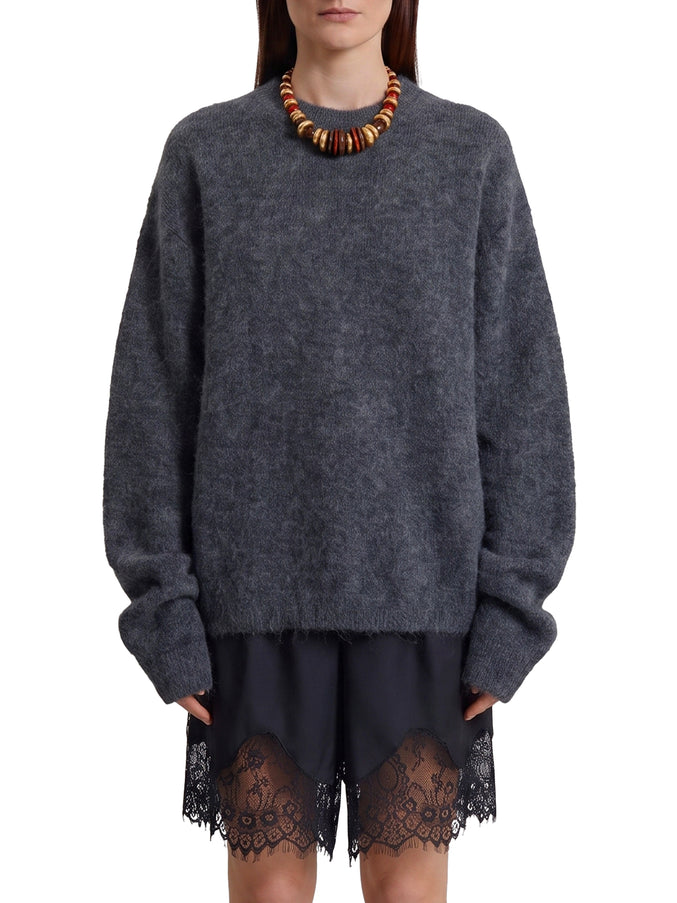 The Frankie Shop Dark Grey Timea Mohair Fuzzy Sweater Grey