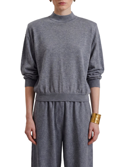 The Frankie Shop Grey Melange Rue Padded High Neck Sweater Grey