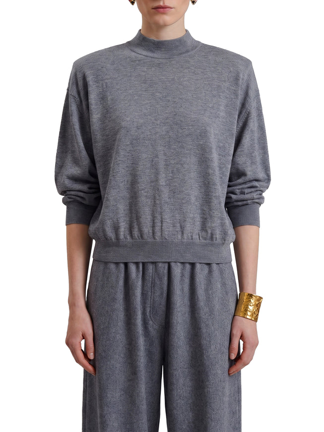 The Frankie Shop Grey Melange Rue Padded High Neck Sweater Grey
