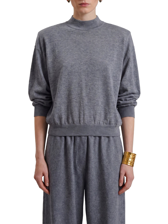 The Frankie Shop Grey Melange Rue Padded High Neck Sweater Grey