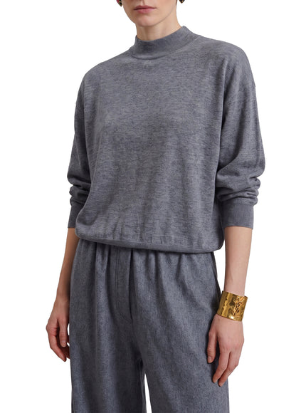 The Frankie Shop Grey Melange Rue Padded High Neck Sweater
