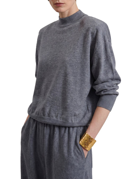 The Frankie Shop Grey Melange Rue Padded High Neck Sweater