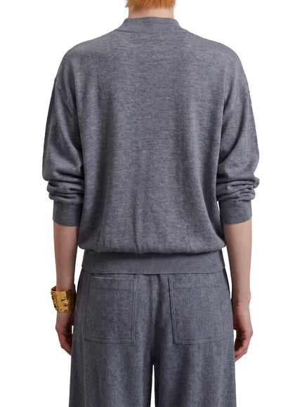 The Frankie Shop Grey Melange Rue Padded High Neck Sweater