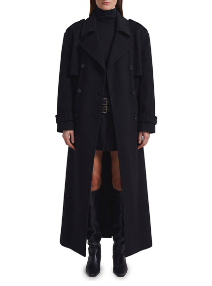 The Frankie Shop Black Nikola Padded Trench Coat Black