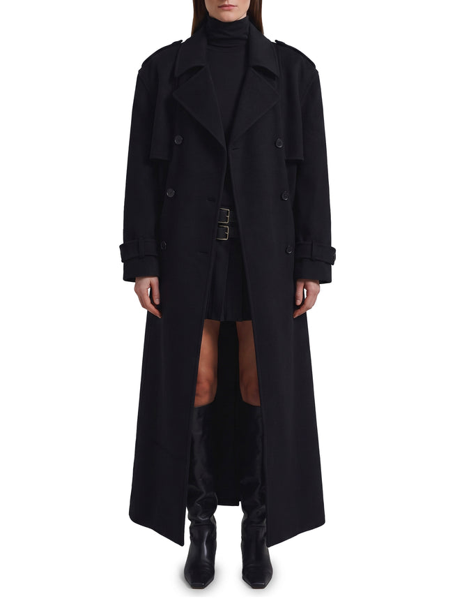 The Frankie Shop Black Nikola Padded Trench Coat Black