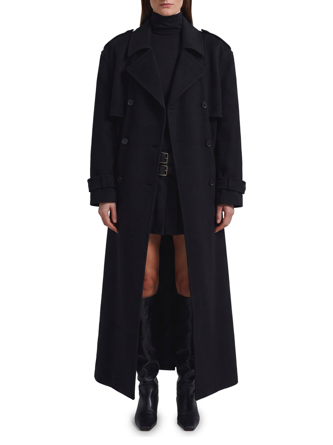 The Frankie Shop Black Nikola Padded Trench Coat Black