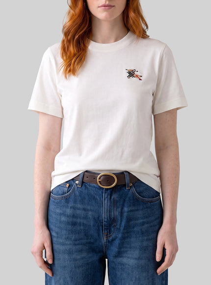 Burberry Knight Check Cotton T-shirt White