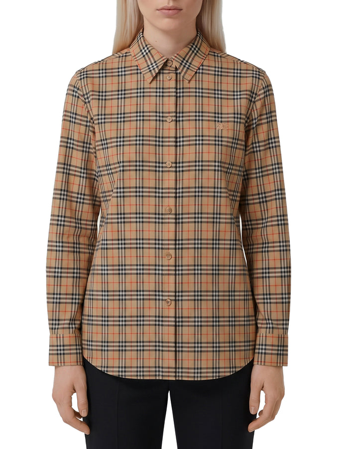 Burberry Emma Cotton Check Shirt Beige