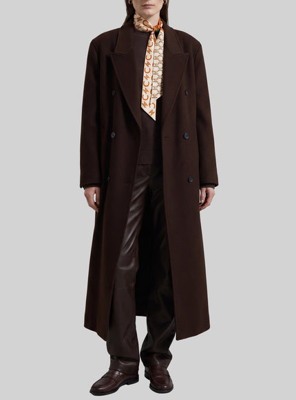 The Frankie Shop Dark Brown Gala Double-breasted Coat Brown