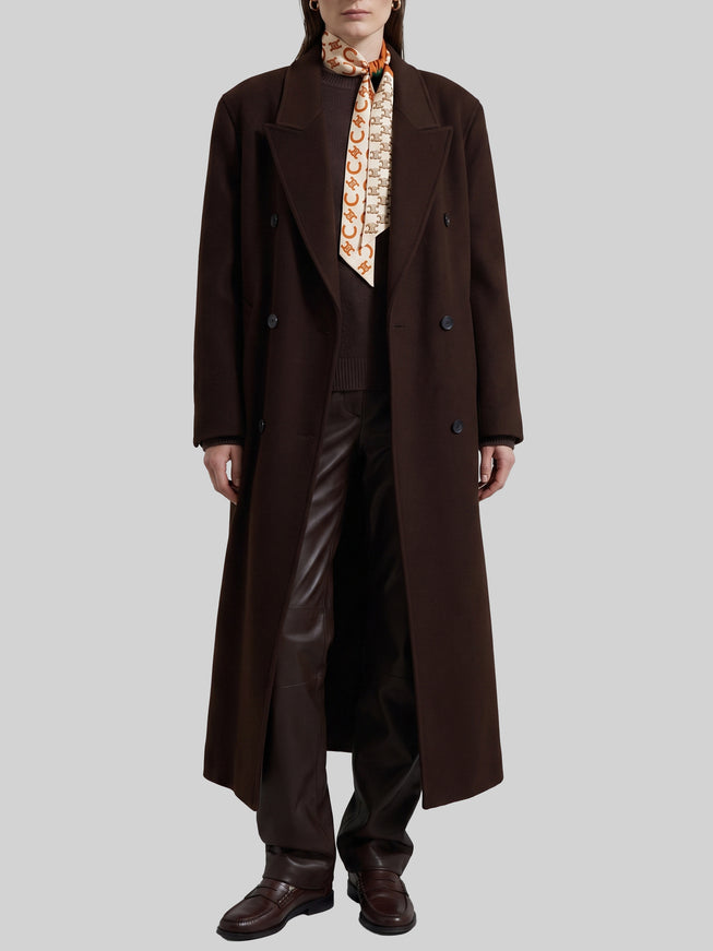 The Frankie Shop Dark Brown Gala Double-breasted Coat Brown