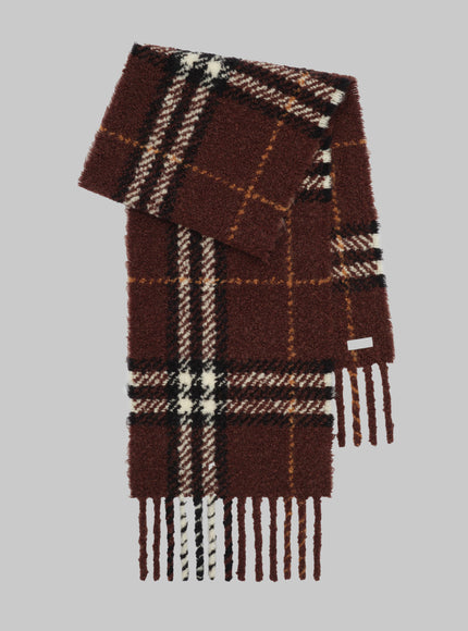 Burberry Brown Check Bouclé Scarf QT Brown
