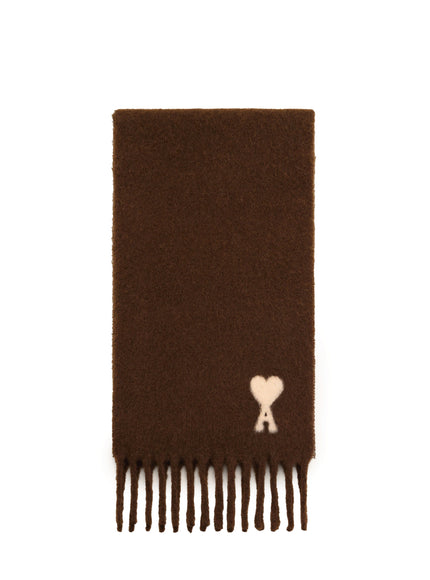 Ami Paris Alpaca Ami De Coeur Scarf QT Brown