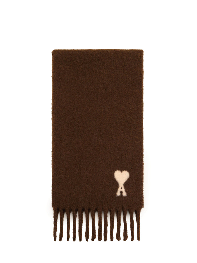 Ami Paris Alpaca Ami De Coeur Scarf QT Brown