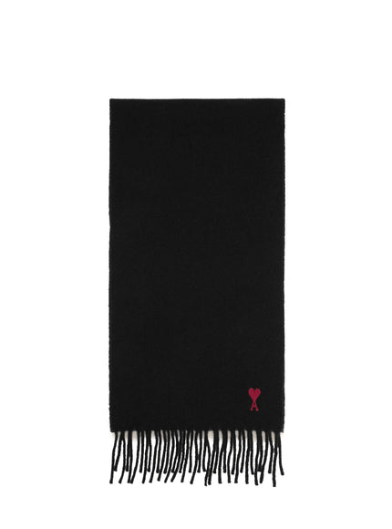 Ami Paris Black Wool Ami De Coeur Scarf QT Black