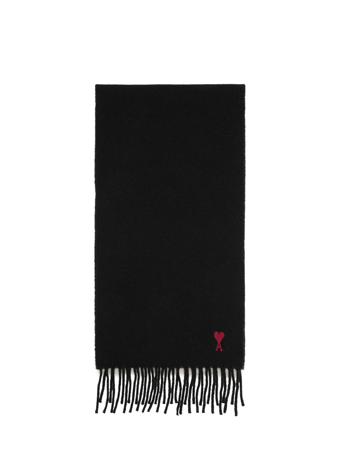 Ami Paris Black Wool Ami De Coeur Scarf QT Black