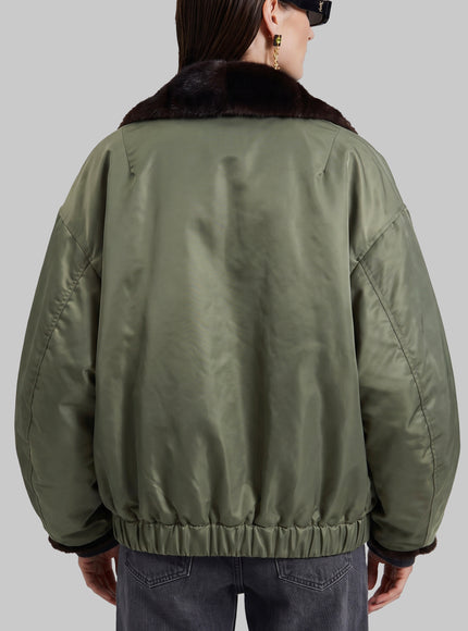The Frankie Shop Brown And Green Vera Faux Fur Reversible Short Coat