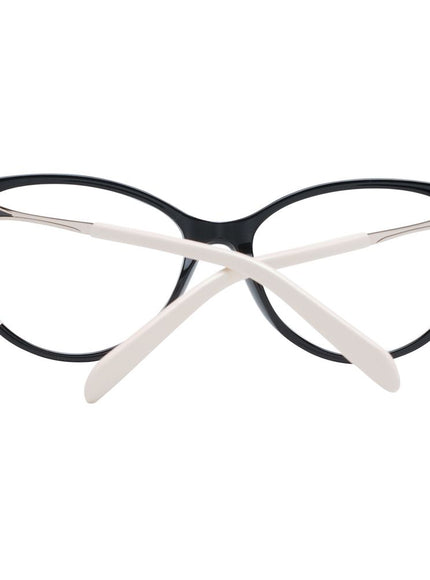 a pair of black and white glasses on a white background