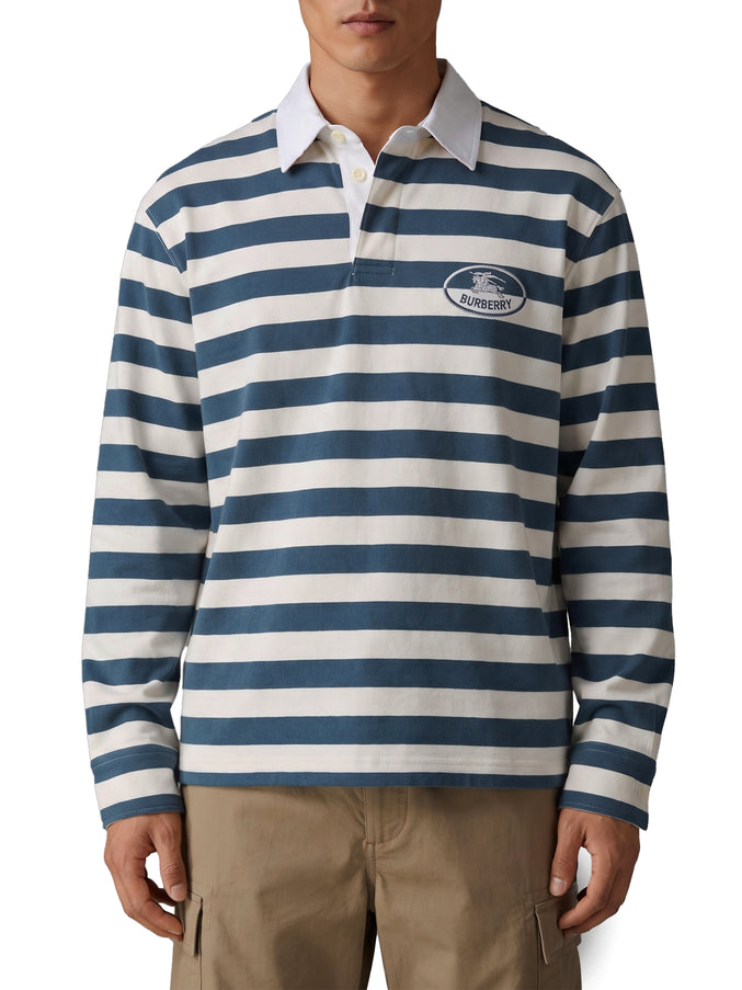 Burberry Knight Stamp Rugby Shirt White