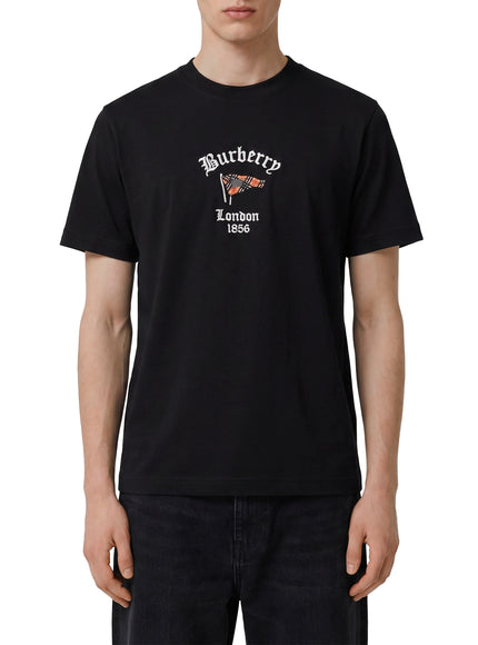 Burberry Cotton T-shirt With Check Flag Black