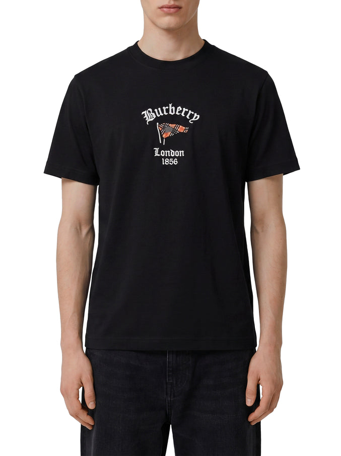Burberry Cotton T-shirt With Check Flag Black