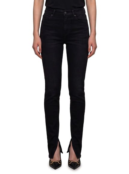 Gucci Skinny Denim Trousers In Cotton With A Délavé Effect Black