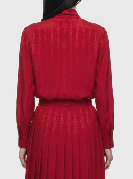 Gucci Interlocking G Chain Silk Jacquard Shirt