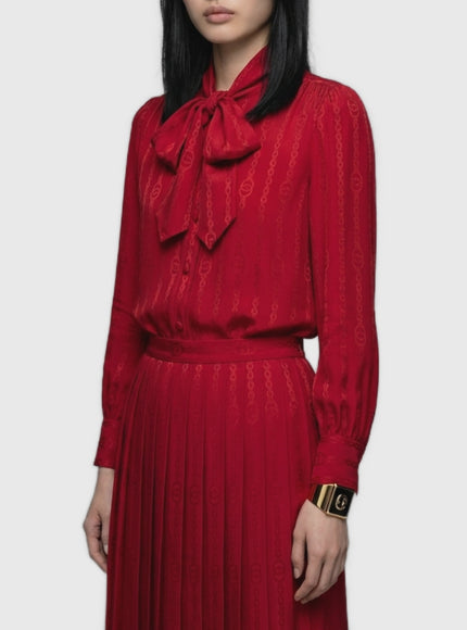 Gucci Interlocking G Chain Silk Jacquard Shirt