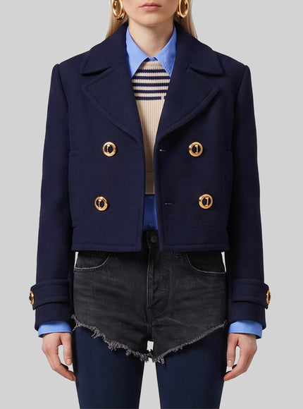 Balenciaga Cropped Navy Peacoat Blue