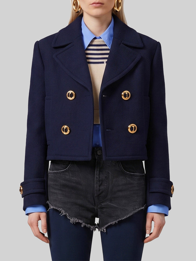 Balenciaga Cropped Navy Peacoat Blue