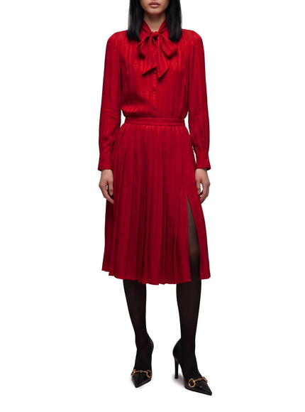 Gucci Interlocking G Chain Silk Jacquard Midi Skirt