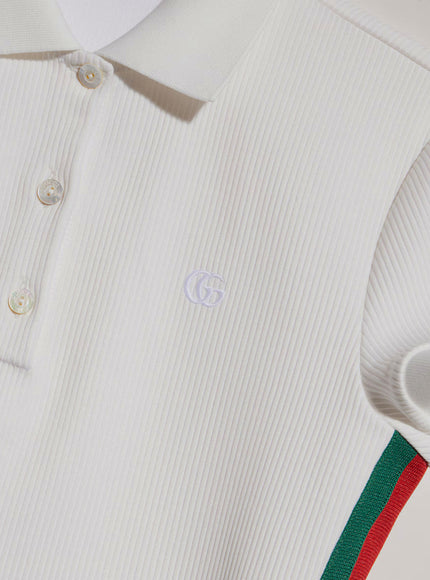 Gucci Cotton Jersey Ribbed Polo With Web