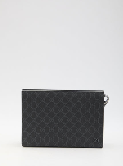 Gucci Gg Pouch With Grey Trim QT Black