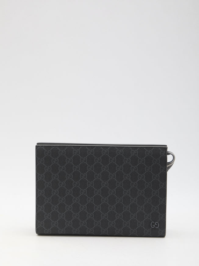 Gucci Gg Pouch With Grey Trim QT Black