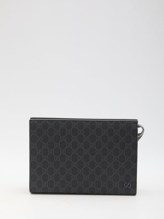 Gucci Gg Pouch With Grey Trim QT Black