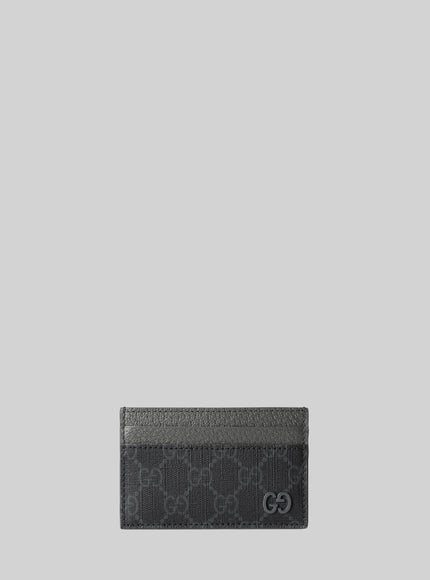 Gucci Gg Card Holder With Grey Trims QT Black