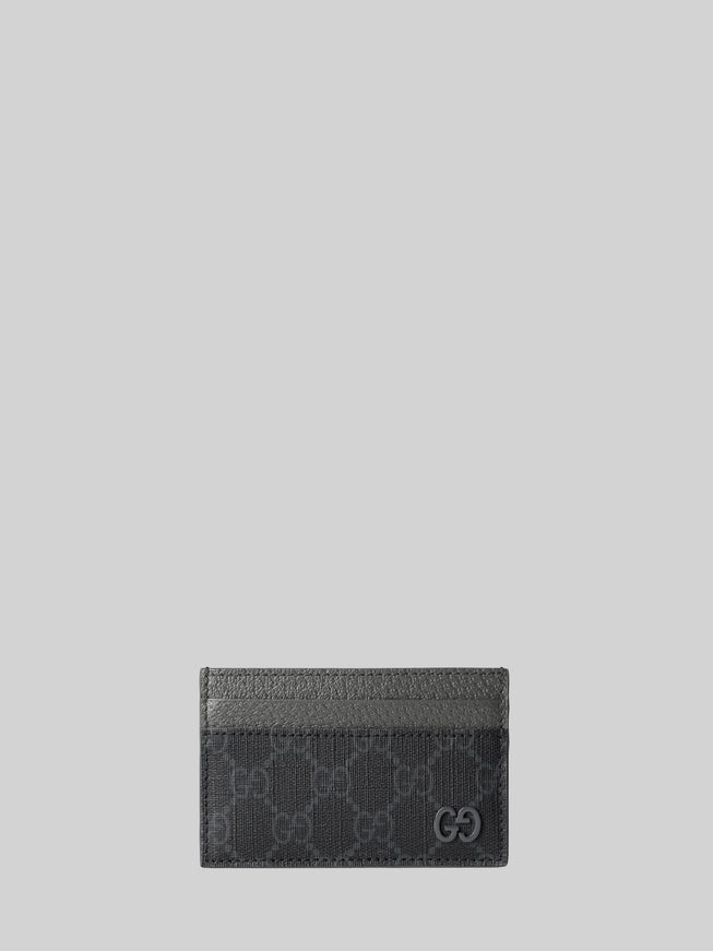 Gucci Gg Card Holder With Grey Trims QT Black