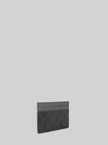 Gucci Gg Card Holder With Grey Trims