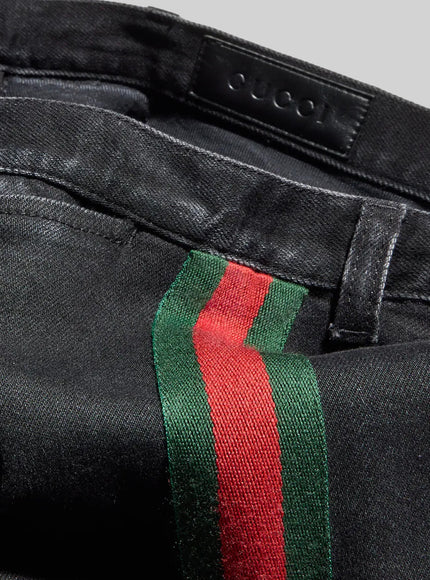 Gucci Cotton Denim Trousers With Web